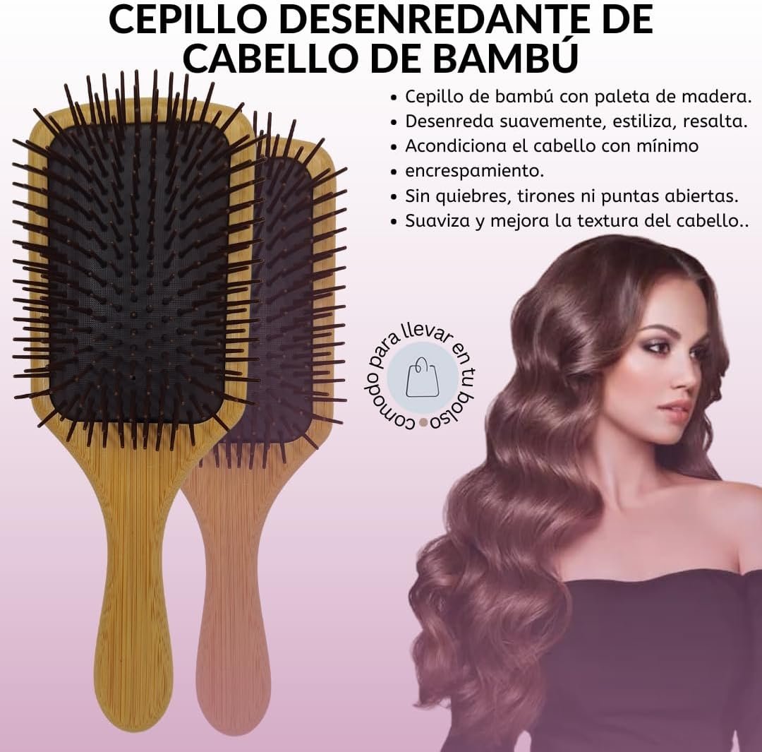 Cepillo de Cabello de Bambú: Paddle de Cerdas de Madera