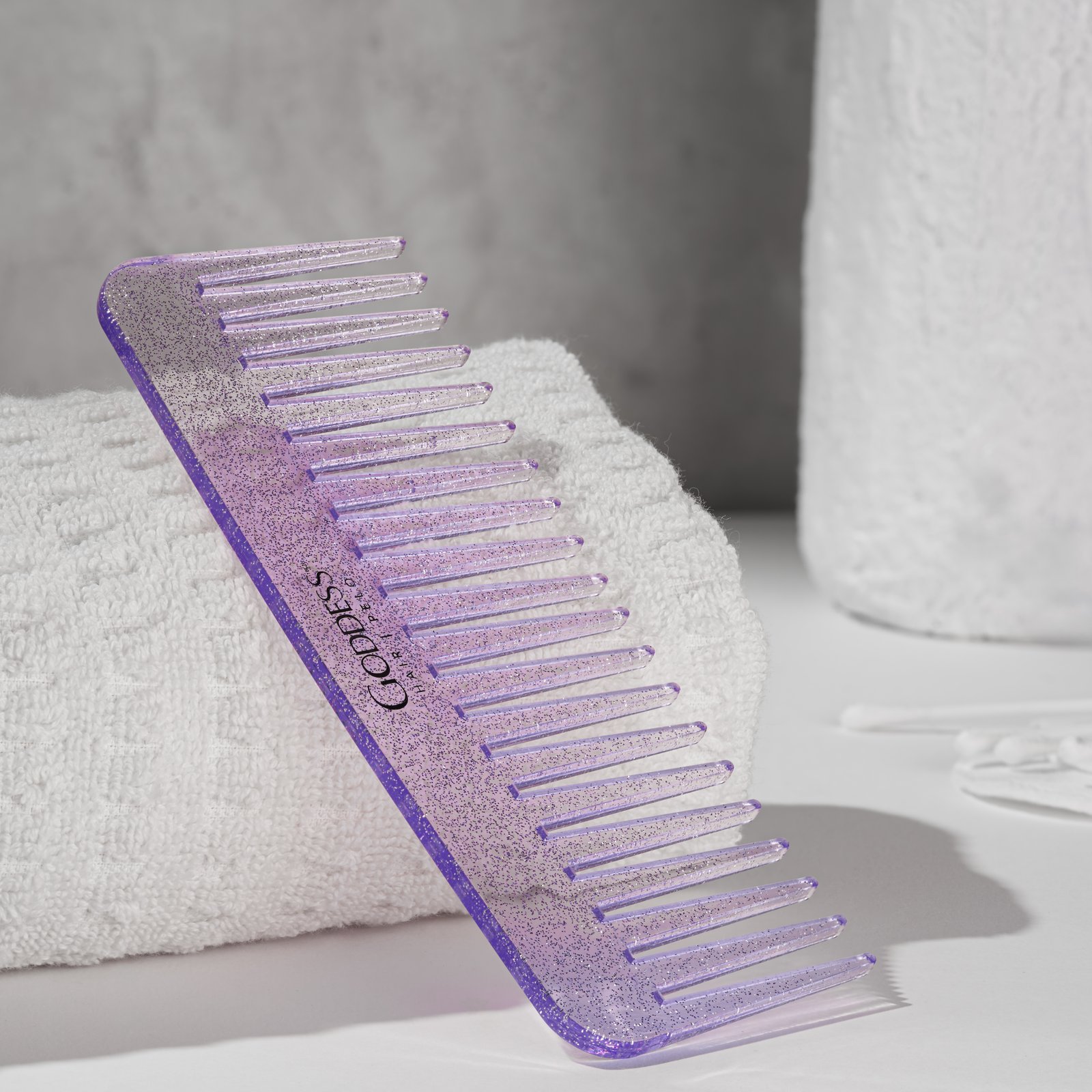 Peine Glitter de Dientes Anchos – Desenredante para Cabello Rizado, Seco y Húmedo